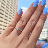 0.5ct Round Cut Moissanite Trilogy Minimalist Women Ring 14k White Gold Plated