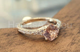 1ct Cushion Cut Simulated Peach Morganite Accented Ring 14k White Gold Plated