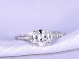 1.7ct East West Oval Cut Diamond Accents Engagement Ring 14k White Gold Finish
