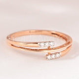 0.2ct Round Cut Moissanite Bypass Style Engagement Ring 14k Rose Gold Plated