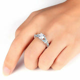 2ct Round Cut VVS1 Diamond Leaf Solitaire Engagement Ring 14k White Gold Finish