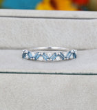 0.5ct Baguette Cut Simulated Aquamarine Half Eternity Band 14k White Gold Plated