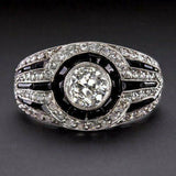 4.5ct Round Black Diamond ArtDeco Cocktail Engagement Ring 14K White Gold Over