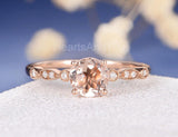 1ct Round Cut Simulated Morganite Accented Engagement Ring 14k Rose Gold Plated