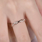Infinity Twist Design Wedding Ring Band 1ct Round Cut Diamond 14k Rose Gold Over