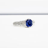 1.5ct Round Blue Sapphire Diamond Accents with Solitaire Ring 14k WhiteGold Over