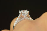 2Ct Round Cut Diamond Milgrain Solitaire Engagement Ring 14K White Gold Finish