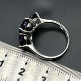 2.3ct Engagement Ring Pear Cut Purple Amethyst Three Stone 14k White Gold Finish