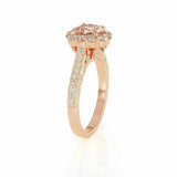 4.5ct Round Cut Peach Morganite Floral Halo Engagement Ring 14K Rose Gold Finish