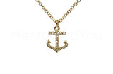 0.02ct Round Cut Moissanite Anchor Pendant 14k Yellow Gold Plated NO CHAIN