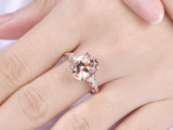 1.6ct Engagement Ring Oval Cut Peach Morganite Diamond Accent 14k Rose Gold Over