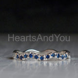 0.5ct Round Cut Simulated Sapphire Dainty Wave Wedding Band 14k WhiteGold Plated