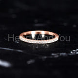 0.15ct Round Cut Moissanite Minimalist Women Wedding Band 14k White Gold Plated