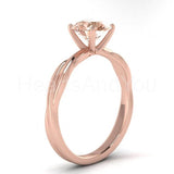1ct Round Cut Simulated Peach Morganite Solitaire Ring 14k Yellow Gold Plated