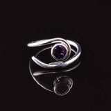 0.5ct Round Cut Purple Amethyst Geometric Solitaire Ring 14k White Gold Finish