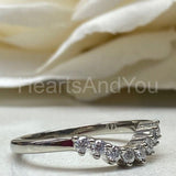 0.5ct Round Cut Moissanite Curved Stackable Wedding Band 14k White Gold Plated