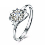 1ct Round Cut Diamond Petite Solitaire Engagement Ring 18k White Gold Finish