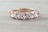 2.7ct Round Cut Peach Morganite Wedding Band 14k Rose Gold Finish Five Stone