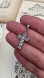 1ct Round Cut Moissanite Holy Cross Pendant 14k White Gold Plated NO CHAIN