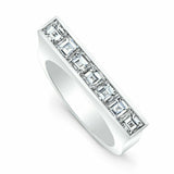 6.5ct Horizontal Asscher Diamond Art Deco Engagement Ring 14K White Gold Over