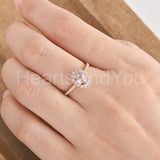 2ct Oval Cut Simulated Peach Morganite Halo Engagement Ring 14k Rose Gold Plated
