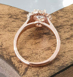 4ct Round Cut Peach Morganite Engagement Ring Ballerina Halo 14k Rose Gold Over