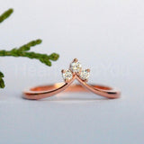 0.1ct Round Cut Moissanite Trilogy Curved Engagement Ring 14K White Gold Plated