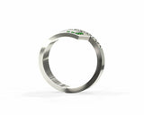 1Ct Round Cut Diamond Emerald Unique ByPass Engagement Ring 14K White Gold Over