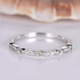 Milgrain Eternity Wedding Ring Band 1ct Round Cut Diamond 18k White Gold Finish