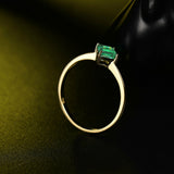 0.5Ct Princess Cut Green Emerald Kite Set Solitaire Ring 14K Yellow Gold Finish