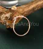 0.15ct Round Cut Moissanite Cluster Minimalist Wedding Band 14k Rose Gold Plated