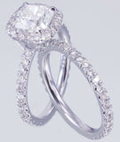Halo Bridal Set Engagement Ring 2ct Cushion Cut Diamond 14k White Gold Finish