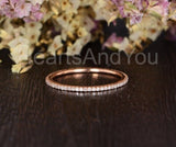 0.2ct Round Cut Moissanite Eternity Minimalist Wedding Band 14k Rose Gold Plated