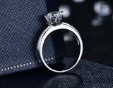 2.2ct Engagement Ring Round Cut Diamond Accents Solitaire 14k White Gold Finish