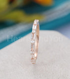 0.3ct Baguette Cut Simulated Diamond Minimalist Wedding Band 14k RoseGold Plated