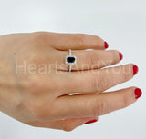 0.55ct Emerald Cut Simulated Emerald Halo Engagement Ring 14k White Gold Plated