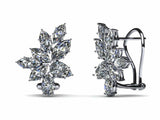 1ct Pear Cut Diamond Floral Cluster Stud Earrings Women 14k White Gold Finish