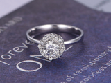 1.2ct Round Cut Diamond Engagement Ring 14k White Gold Finish Unique Halo Bridal