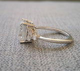 2Ct Emerald Cut Diamond Engagement Ring 14K White Gold Over Leaf Marquise Accent