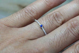 0.5ct Round Cut Blue Sapphire Engagement Ring 14k White Gold Over Diamond Accent