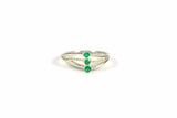 0.3ct Engagement Ring Round Cut Emerald Solitaire Trilogy 14k White Gold Finish