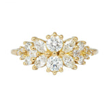 1.5ct Round Cut Diamond Engagement Ring 14k Yellow Gold Finish Cluster Tiara