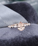 1ct Pear Cut Simulated Morganite Solitaire with Accents Ring 14k RoseGold Plated