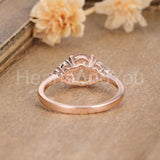 1ct Oval Cut Simulated Peach Morganite Round Petite Ring 14k Rose Gold Plated