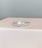 0.2ct Round Cut Moissanite Curved Women Wedding Band 14k White Gold Plated