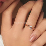 0.2ct Round Cut Moissanite Bypass Split Women Wedding Band 14k Rose Gold Plated