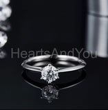 0.25ct Round Cut Moissanite Solitaire Engagement Ring 14k White Gold Plated