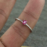0.3ct Engagement Ring Oval Cut Pink Ruby Solitaire Minimalist 14k WhiteGold Over