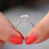 3Ct Emerald Cut Diamond Halo Engagement Ring 14K White Gold Finish Round Accents