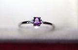 0.3ct Engagement Ring Oval Cut Amethyst Trilogy Minimalist 14k White Gold Finish